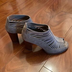 Tan open toed booties, MIA size 7
